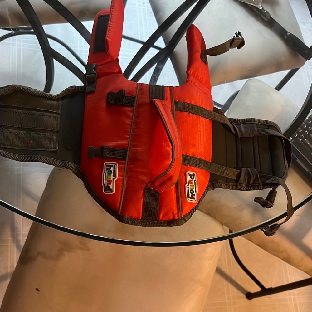 Red Life Vest with Black Straps